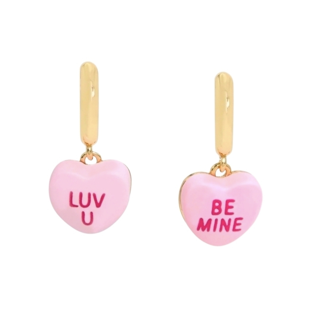💖▪️ Betsey Johnson ▪️Think Pink  Sweetheart Huggie Pink Candy Earrings